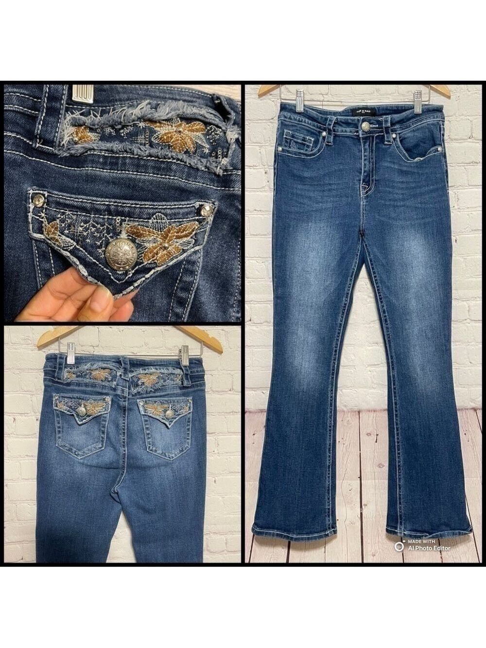 Fire & Rain Bootcut Flare Y2K Embroidered Jeans